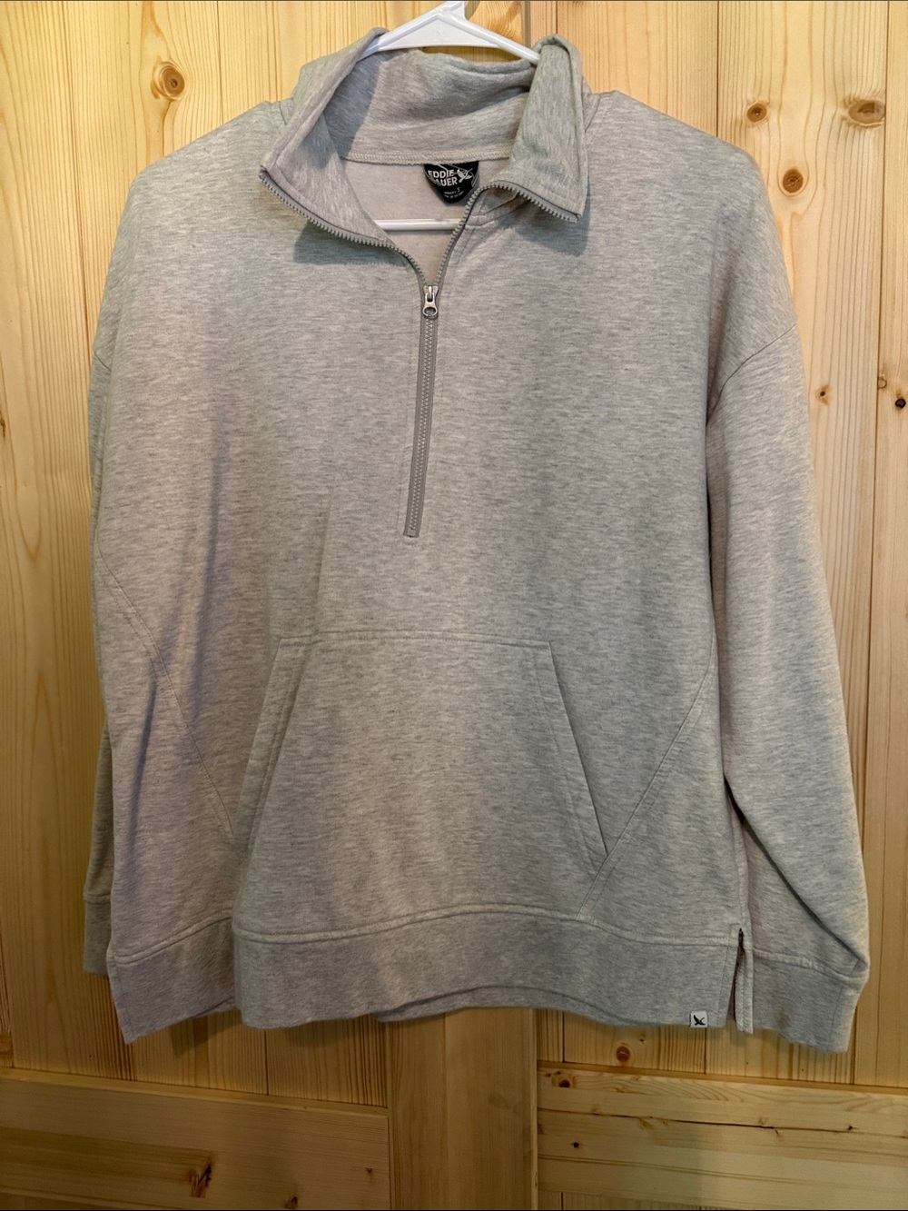 Eddie Bauer Light Gray Quarter-Zip Pullover Sweatshirt